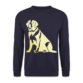 Saint Bernard Hund Silhouette - Unisex Pullover - Navy - Vorne - Alina (178cm) & Michal (187cm)