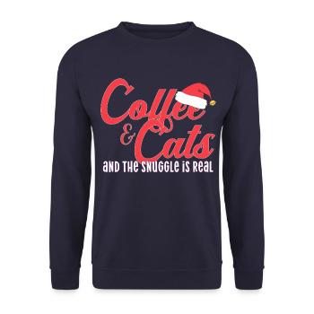 chats café café chats se blottir est vrai Noël - Sweat-shirt Unisexe - marine - Devant - Alina (178cm) & Michal (187cm)