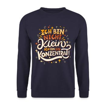 Ich bin nicht klein Ich bin ein Konzentrat - Unisex Pullover - Navy - Vorne - Alina (178cm) & Michal (187cm)