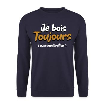 Je Bois Toujours Avec Modération - Sweat-shirt Unisexe - marine - Devant - Alina (178cm) & Michal (187cm)
