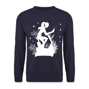 Workout - Fahrrad Fitness Home Ausdauersport - Unisex Pullover - Navy - Vorne - Alina (178cm) & Michal (187cm)