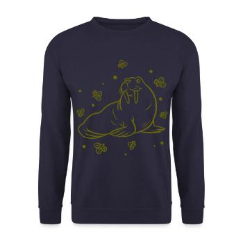 Seelöwe - Seekuh - Zoo - Unisex Pullover - Navy - Vorne - Alina (178cm) & Michal (187cm)