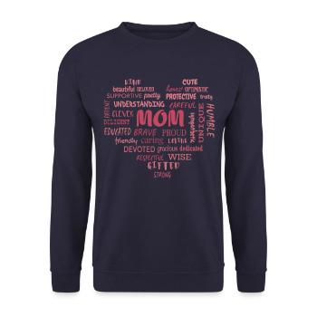 Beste Mutter Qualitäten und Mama Eigenschaften - Unisex Pullover - Navy - Vorne - Alina (178cm) & Michal (187cm)