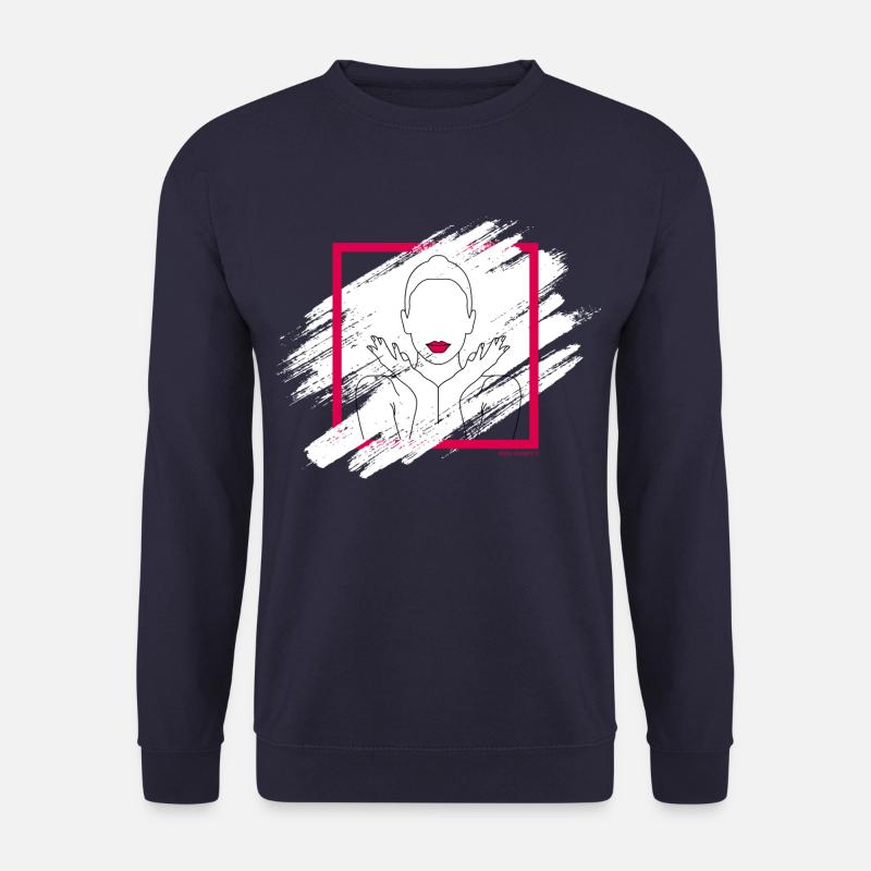 Frauenporträt - Strichzeichnungen - Unisex Pullover - Navy