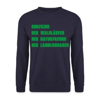 DORFKIND - WALDLÄUFER NATURFREUND LANDLIEBHABER - Unisex Pullover - Navy - Vorne - Alina (178cm) & Michal (187cm)