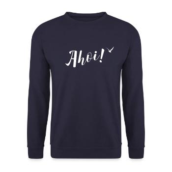 Maritim Ahoi Wasser Möwe Meer - Unisex Pullover - Navy - Vorne - Alina (178cm) & Michal (187cm)