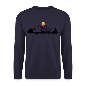 Gerry the Sprinter - Unisex Sweatshirt - navy - Front - Alina (178cm) & Michal (187cm)