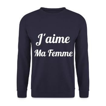 J aime ma femme - Sweat-shirt Unisexe - marine - Devant - Alina (178cm) & Michal (187cm)