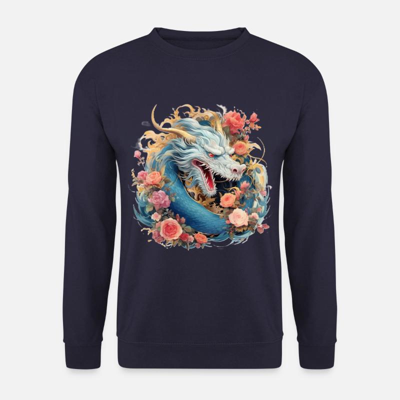 Drache mit Blumen - Unisex Pullover - Navy