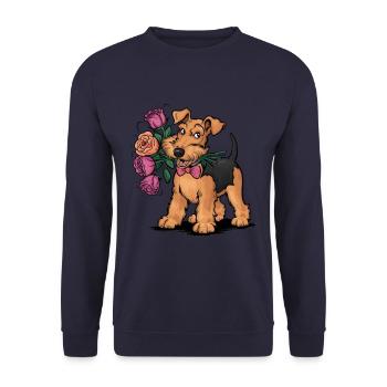 Airedale Terrier - Sweat-shirt Unisexe - marine - Devant - Alina (178cm) & Michal (187cm)