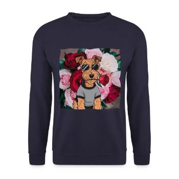 Airedale Terrier - Sweat-shirt Unisexe - marine - Devant - Alina (178cm) & Michal (187cm)