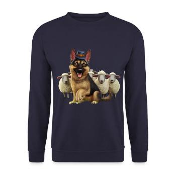 German Shepherd with Little Sheep - Unisex Sweatshirt - navy - Front - Alina (178cm) & Michal (187cm)