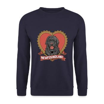 Newfoundland dog with a big heart - Unisex Sweatshirt - navy - Front - Alina (178cm) & Michal (187cm)