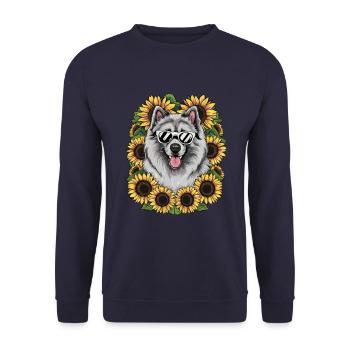 Mignon Wolfspitz aux tournesols. - Sweat-shirt Unisexe - marine - Devant - Alina (178cm) & Michal (187cm)