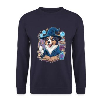 Berger Australien Magicien avec Baguette - Sweat-shirt Unisexe - marine - Devant - Alina (178cm) & Michal (187cm)