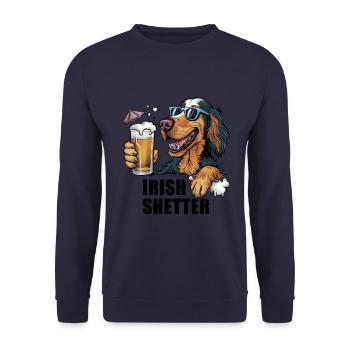 Cooler Irish Setter mit Bier und Sonnenbrille - Unisex Pullover - Navy - Vorne - Alina (178cm) & Michal (187cm)