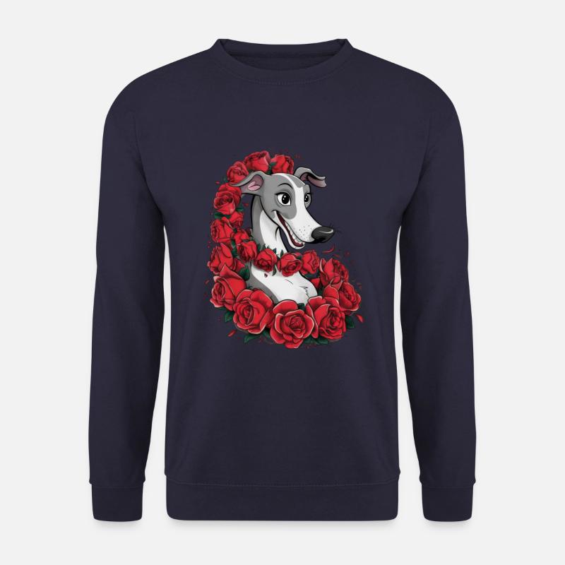 Süßer Windhund mit hübschen Rosen - Unisex Pullover - Navy