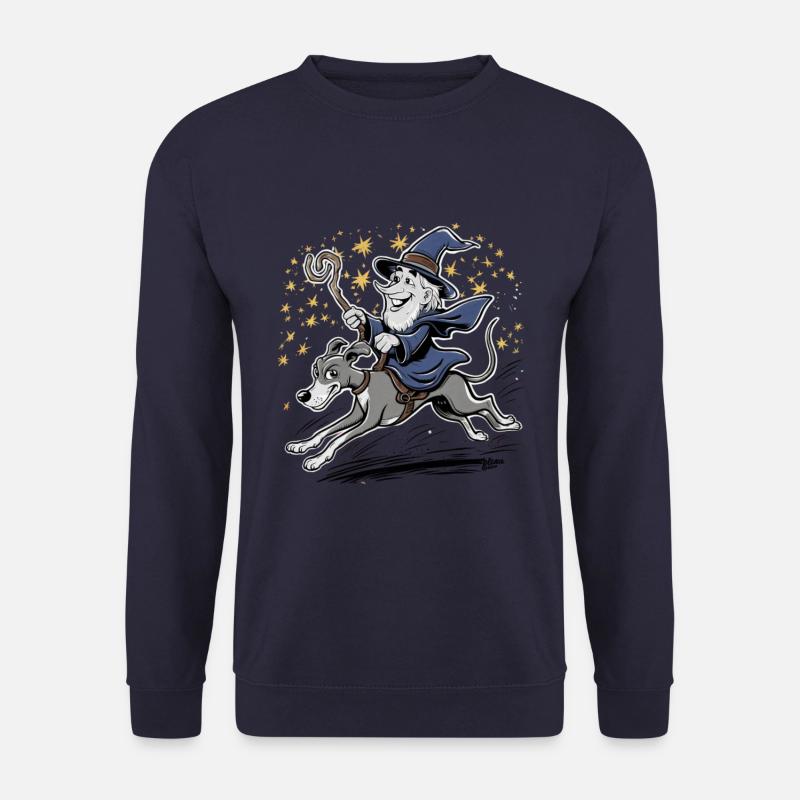 Zauberer reitet Windhund für Magier und Zauberfans - Unisex Pullover - Navy
