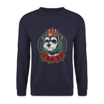 Königlicher Zwergschnauzer mit Krone Cartoon Stil - Unisex Pullover - Navy - Vorne - Alina (178cm) & Michal (187cm)