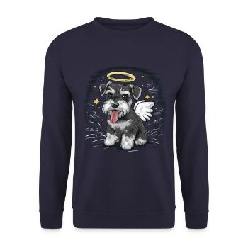 Zwergschnauzer als Engel - Unisex Pullover - Navy - Vorne - Alina (178cm) & Michal (187cm)