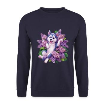 Cute husky with lilac for dog lovers - Unisex Sweatshirt - navy - Front - Alina (178cm) & Michal (187cm)