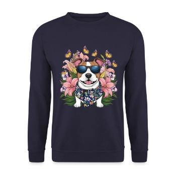 Staffordshire Bull Terrier avec des papillons - Sweat-shirt Unisexe - marine - Devant - Alina (178cm) & Michal (187cm)