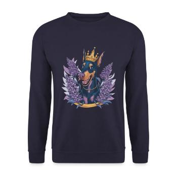 Doberman Pinscher avec couronne, lys et tulipes - Sweat-shirt Unisexe - marine - Devant - Alina (178cm) & Michal (187cm)