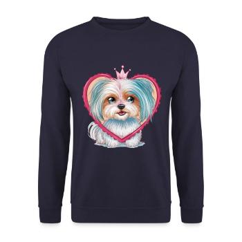 Maltese with crown and heart - Unisex Sweatshirt - navy - Front - Alina (178cm) & Michal (187cm)