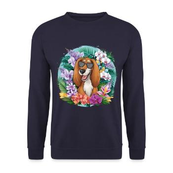Lévrier afghan aux fleurs colorées - Sweat-shirt Unisexe - marine - Devant - Alina (178cm) & Michal (187cm)
