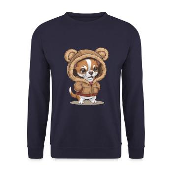 Chihuahua de dessin animé mignon avec un design amusant - Sweat-shirt Unisexe - marine - Devant - Alina (178cm) & Michal (187cm)