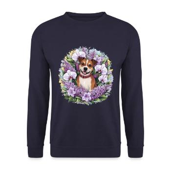 American Staffordshire Terrier with Orchids - Unisex Sweatshirt - navy - Front - Alina (178cm) & Michal (187cm)