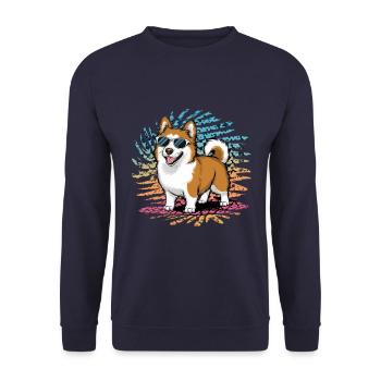 Süße deutsche Dogge mit Blumen und Krone - Unisex Pullover - Navy - Vorne - Alina (178cm) & Michal (187cm)
