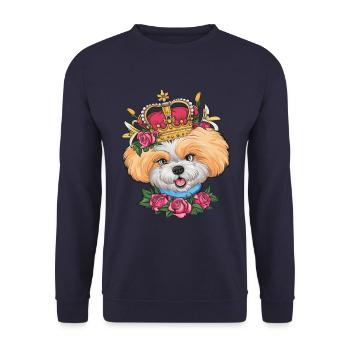 Basenji Dog with Roses, Lillien for Dog Lovers - Unisex Sweatshirt - navy - Front - Alina (178cm) & Michal (187cm)