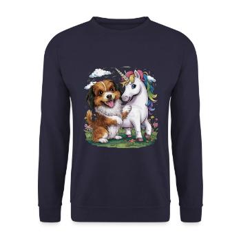 Cartoon Havanese plays with unicorn fairytale - Unisex Sweatshirt - navy - Front - Alina (178cm) & Michal (187cm)