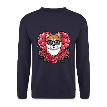 Berger australien avec des roses et des cœurs - Sweat-shirt Unisexe - marine - Devant - Alina (178cm) & Michal (187cm)