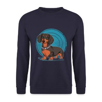 Teckel de dessin animé cool - Sweat-shirt Unisexe - marine - Devant - Alina (178cm) & Michal (187cm)