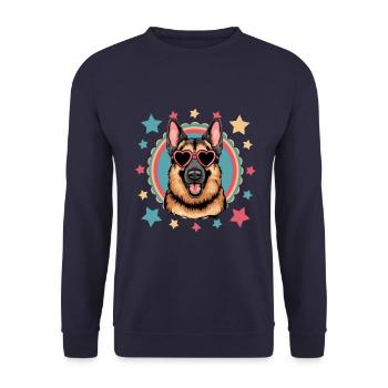 Berger allemand cool avec lunettes de soleil - Sweat-shirt Unisexe - marine - Devant - Alina (178cm) & Michal (187cm)