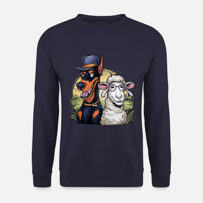 Cool Doberman with Sheep - Unisex Sweatshirt - navy