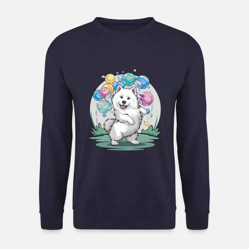 Samojede Hund mit Seifenblasen - Unisex Pullover - Navy