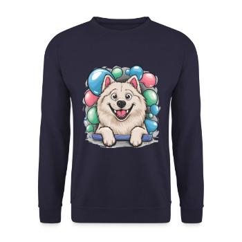 Samojede Hund mit Seifenblasen - Unisex Pullover - Navy - Vorne - Alina (178cm) & Michal (187cm)