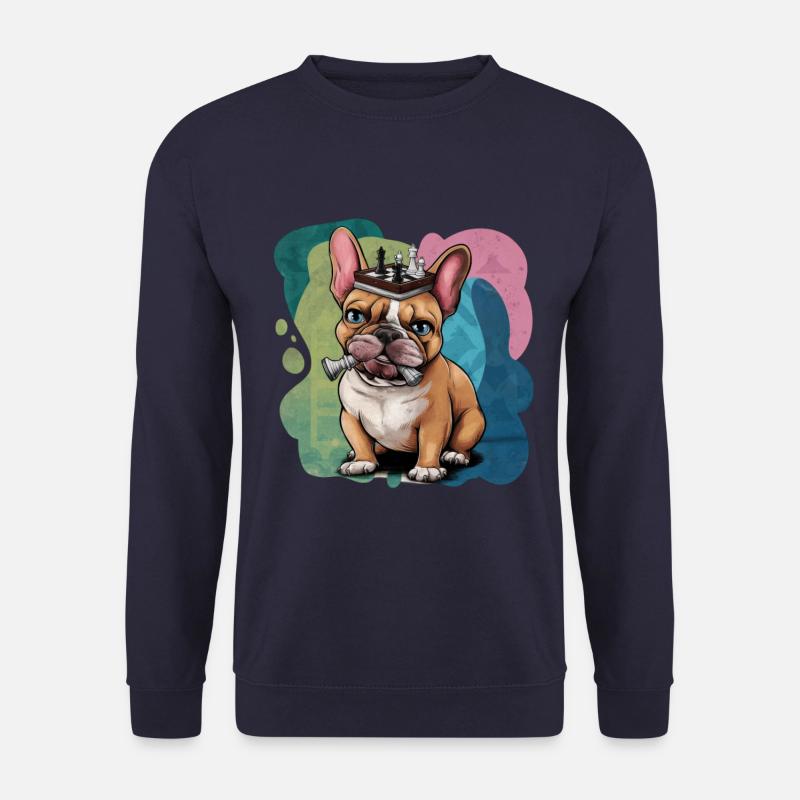 Bouledogue français jouant aux échecs - Sweat-shirt Unisexe - marine