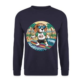 Cool beagle loves surfing - Unisex Sweatshirt - navy - Front - Alina (178cm) & Michal (187cm)