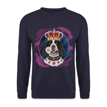 Cocker Spaniel avec fleurs et couronne - Sweat-shirt Unisexe - marine - Devant - Alina (178cm) & Michal (187cm)