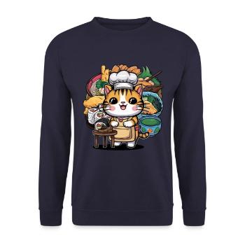 Kawaii cat as a cook - Unisex Sweatshirt - navy - Front - Alina (178cm) & Michal (187cm)