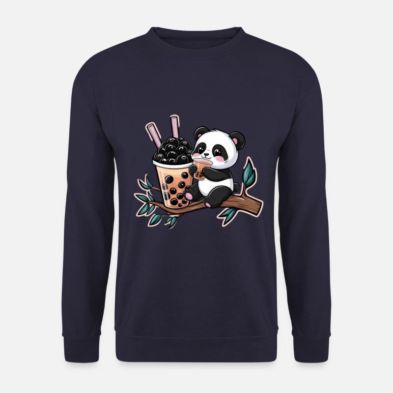 Kawaii Panda with Bubble Tea - Unisex Sweatshirt - navy
