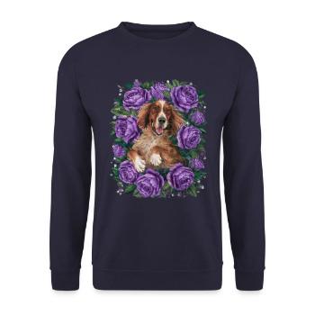 Cartoon Irish Setter with Roses - Unisex Sweatshirt - navy - Front - Alina (178cm) & Michal (187cm)