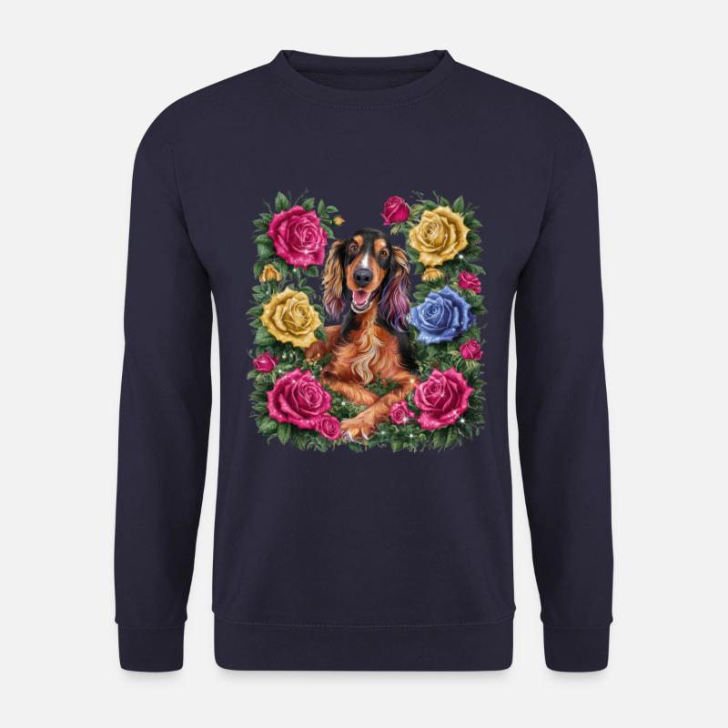 Cartoon Irish Setter mit Rosen - Unisex Pullover - Navy