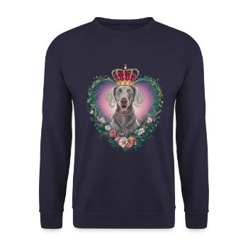 Pretty Weimaraner dog with crown and flowers - Unisex Sweatshirt - navy - Front - Alina (178cm) & Michal (187cm)