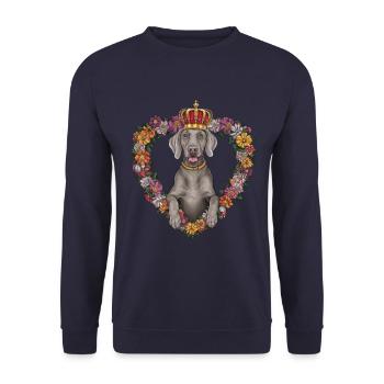 Pretty Weimaraner dog with crown and flowers - Unisex Sweatshirt - navy - Front - Alina (178cm) & Michal (187cm)