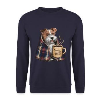 Dandie Dinmont Terrier with Blanket and Coffee Mug - Unisex Sweatshirt - navy - Front - Alina (178cm) & Michal (187cm)
